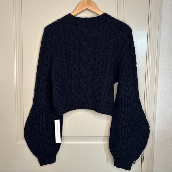NWT Reformation The Collection Adela Regenerative Wool Cable Sweater Navy small - Picture 7 of 15